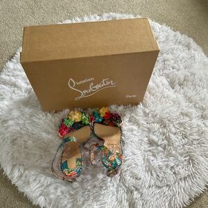 Christian Louboutin Red and Blue Heels